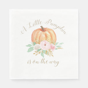 Een Kleine Pompoen Baby Shower roze bloemen Servet