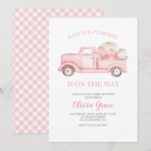 Een Kleine Pompoen Baby Shower Roze Truck Kaart