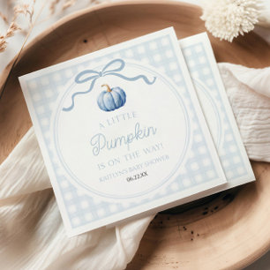 Een Kleine Pompoen Blauwe Strik Herfst Baby Shower Servet