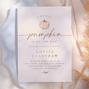 Een Kleine Pompoen Bloemen Herfst Baby Shower Folie Uitnodiging