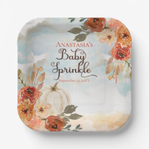 Een kleine pompoen   Floral Girl Baby Sprinkle Papieren Bordje