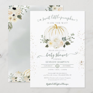 Een kleine pompoen Genderneutrale Herfst Baby show Kaart