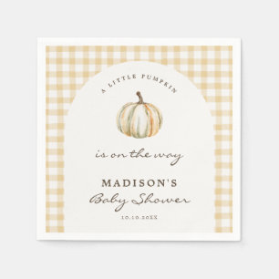 Een kleine Pompoen Gingham Baby Shower Servet
