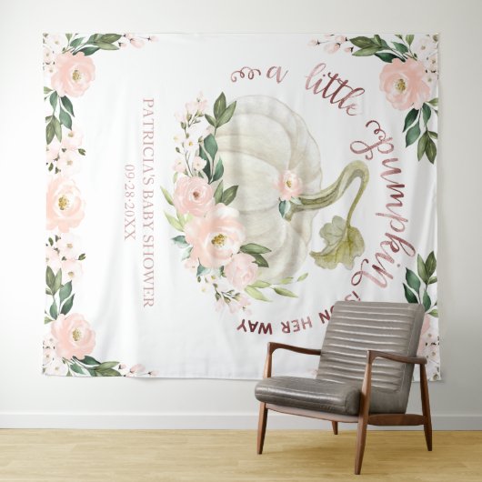 Een Kleine Pompoen Herfst Baby Shower Achtergrond Wandkleed (In Situ (horizontaal))