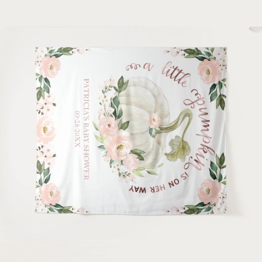 Een Kleine Pompoen Herfst Baby Shower Achtergrond Wandkleed (Voorkant (horizontaal))