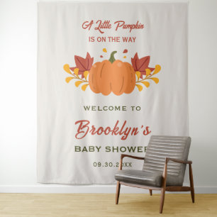 Een Kleine Pompoen Herfst Baby Shower Achtergrond Wandkleed