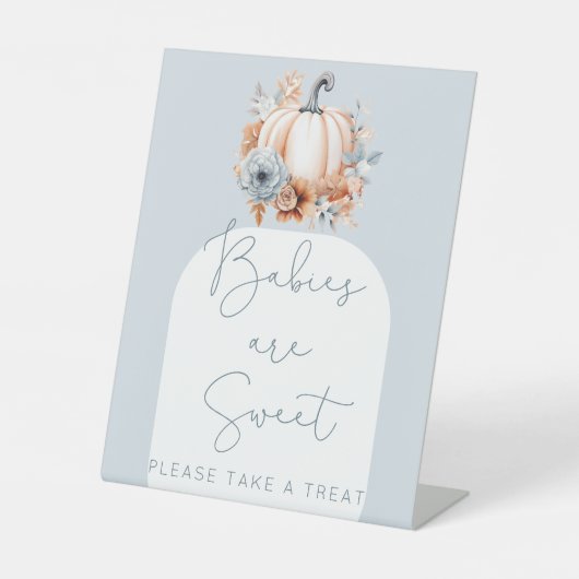 Een kleine pompoen Herfst Baby shower Baby's zijn  Reclamebord Met Voetstuk (Voorkant)
