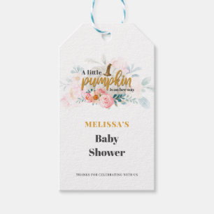 Een kleine pompoen Herfst Baby shower Floral Cadeaulabel