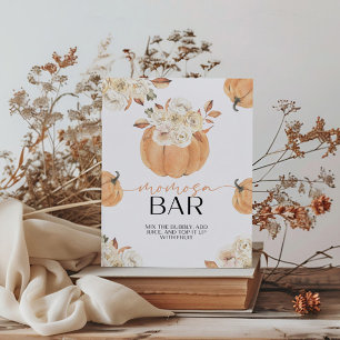 Een kleine pompoen Herfst Baby shower Momosa Bar Reclamebord Met Voetstuk