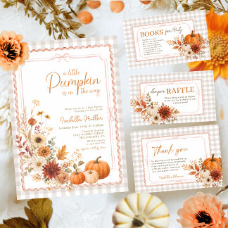 Een Kleine Pompoen Herfst Bloemige Baby Shower Bedankkaart