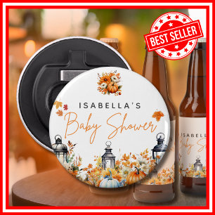 Een Kleine Pompoen Herfst Bloemige Baby Shower Button Flesopener