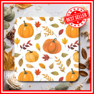 Een Kleine Pompoen Herfst Bloemige Baby Shower Vierkante Kartonnen Onderzetter
