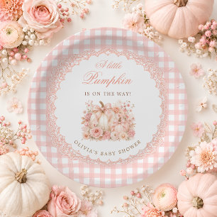 Een Kleine Pompoen Herfst Boog Baby Shower Papieren Bordje