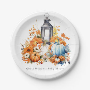 Een kleine pompoen Herfst najaar Floral Baby showe Papieren Bordje