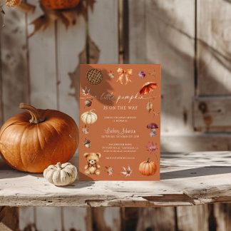 Een Kleine Pompoen Herfst Terracotta Baby Shower Kaart