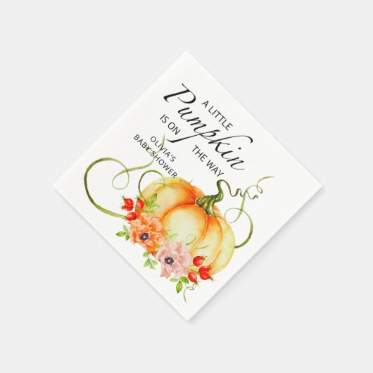 Een kleine pompoen is onderweg Baby shower Napkins Servet (Hoek)