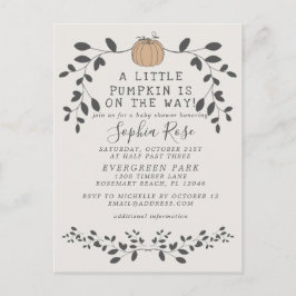 Een kleine pompoen is onderweg neutraal baby showe briefkaart