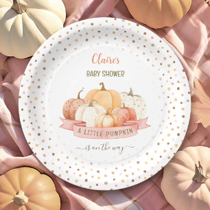 Een kleine pompoen is op weg meisje Baby shower Papieren Bordje