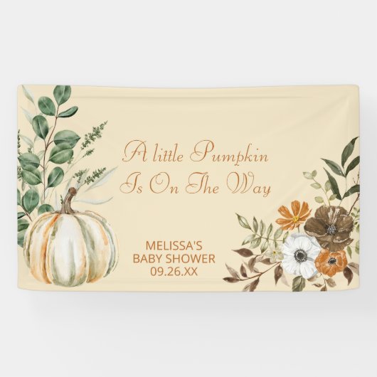 Een kleine pompoen is op weg naar de Herfst Rustie Spandoek (Horizontaal)