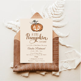 Een kleine pompoen is op weg naar het Baby shower Kaart