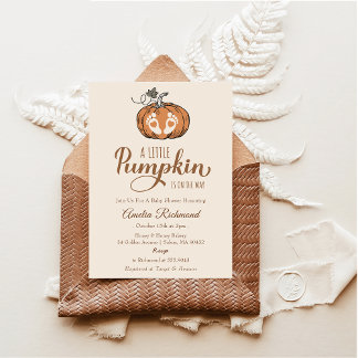 Een kleine pompoen is op weg naar het Baby shower  Kaart