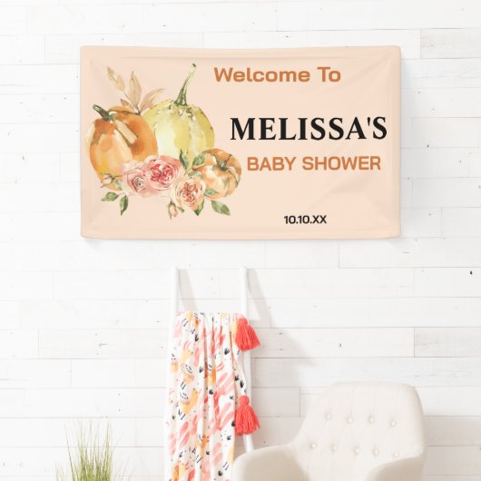 Een kleine pompoen op de weg herfst baby shower spandoek (Insitu)