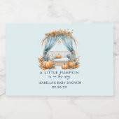 Een kleine pompoen op weg naar z'n Baby shower Sparkling Wijnetiket (Enkel label)