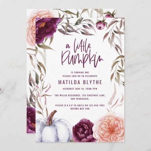 Een kleine pompoen paarse herfst (Voorkant / Achterkant)