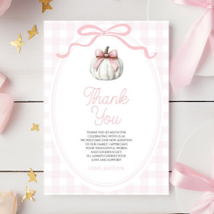Een Kleine Pompoen Roze Strik Baby Shower Bedankkaart