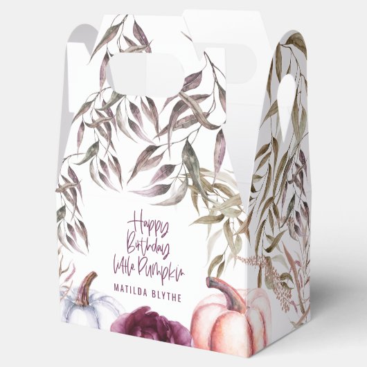 Een kleine pompoenflorale herfst verjaardagsfeest bedankdoosjes (Geopend)