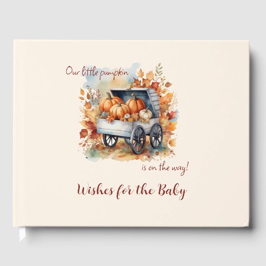 Een kleine pompoenHerfst Baby shower | Genderneutr Gastenboek (Voorkant)