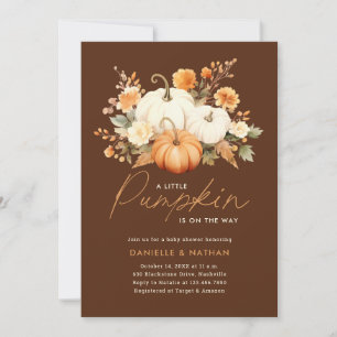 Een kleine pompoenHerfst Floral Baby shower Kaart