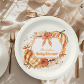 Een kleine pompoenHerfst Floral Baby shower Papieren Bordje