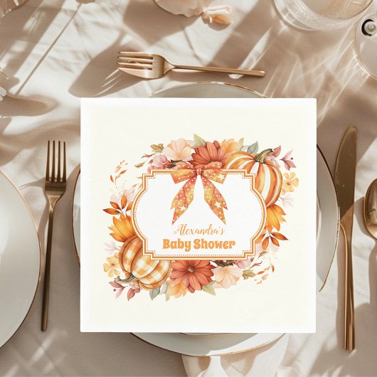 Een kleine pompoenHerfst Floral Baby shower Servet