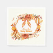 Een kleine pompoenHerfst Floral Baby shower Servet (Voorkant)