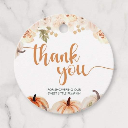Een kleine pompoenherfst Herfst Baby shower Bedankjes Labels (Voorkant)