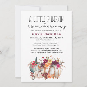 Een kleine pompoenherfst Herfst Floral Baby shower Kaart