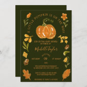 Een kleine pompoenherfst Herfst Floral Baby shower Kaart (Voorkant / Achterkant)