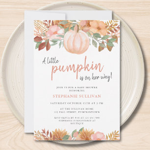 Een kleine pompoenherfst Herfst Floral Baby shower Kaart