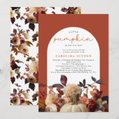 Een kleine pompoenherfst Herfst Floral Baby shower Kaart (Voorkant / Achterkant)