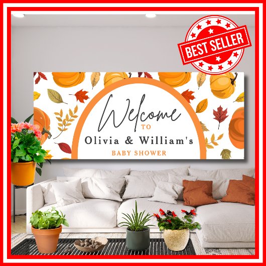 Een kleine pompoenherfst Herfst Floral Baby shower Spandoek