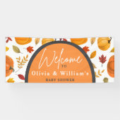 Een kleine pompoenherfst Herfst Floral Baby shower Spandoek (Horizontaal)
