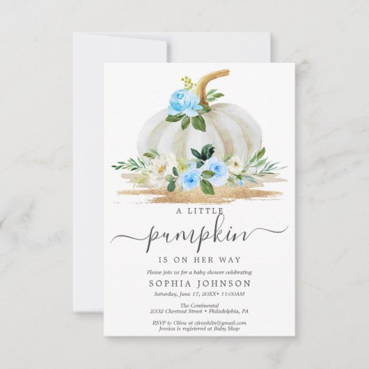 Een kleine pompoenjongen Baby shower-uitnodigingsk Kaart (Voorkant)