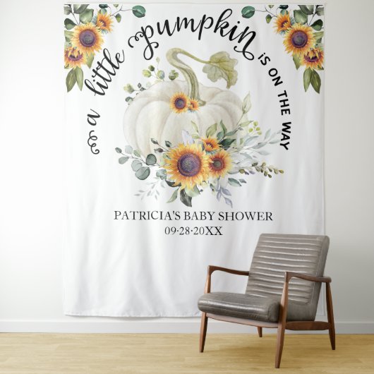 Een Kleine Pompoenval Baby Shower Achtergrond Wandkleed (In situ)