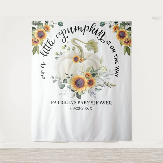 Een Kleine Pompoenval Baby Shower Achtergrond Wandkleed (Voorkant)