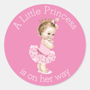 Een kleine prinses Ballerina Baby shower Roze Ronde Sticker
