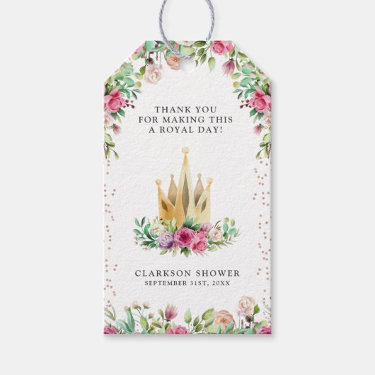 Een kleine prinses Floral Cadeaulabel (Voorkant)