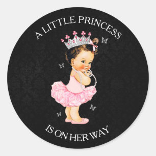 Een kleine prinses is op haar weg Baby shower Ronde Sticker