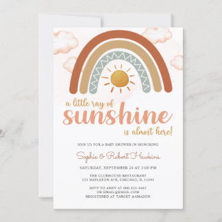  Een kleine Ray Sunshine Boho Rainbow-Baby shower Kaart