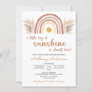 Een kleine Ray Sunshine Boho Rainbow-Baby shower Kaart